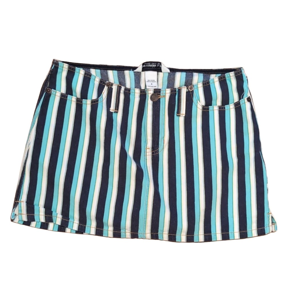 Abercrombie & Fitch Striped Mini Skirt Womens 4 Navy Blue Cotton Denim Style